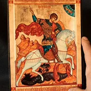 Икона авторская " Георгий Победоносец" — красивый подарок — фотография 1