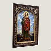 Икона резная из дерева Святой Целитель Пантелеймон — оригинальный подарок — фотография 2