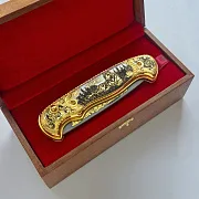 Увеличенный складной дамасский нож «Тигр» — необычный подарок — фотография 3