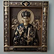 Подарочная резная Икона из дерева. Святой Николай Чудотворец — фотография 10