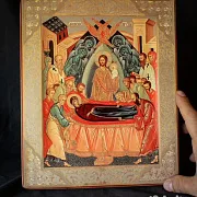 Икона "Успение Богородицы" дерево, ручная работа — красивый подарок — фотография 1