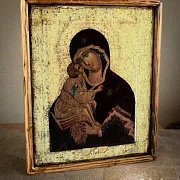 На память: Икона деревянная "Богоматерь Донская" — фотография 1