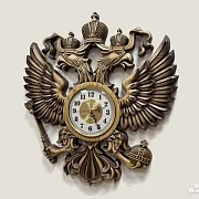 Резные часы с гербом РФ из ясеня в подарок — фотография 3
