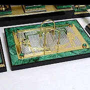 Настольный набор из малахита "Орел" . Златоуст — красивый подарок — фотография 3