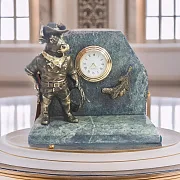 Бронзовые часы «Бык-ковбой» со змеевиком — красивый подарок — фотография 1