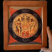 Деревянная икона "Троица Ветхозаветная" — красивый подарок — фотография 1