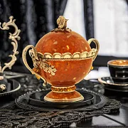 Бонбоньерка (сахарница) "Виноград" из янтаря — оригинальный подарок — фотография 1