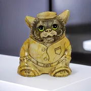 Скульптура «Котик в кепке» из камня в подарок — фотография 1