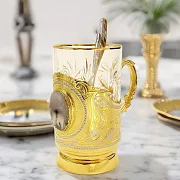 Латунный подстаканник «Агат» №2 со стаканом — оригинальный подарок — фотография 1