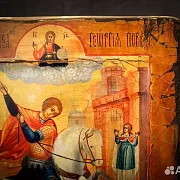 Икона "Георгий Победоносец поражает змия" в подарок — фотография 4