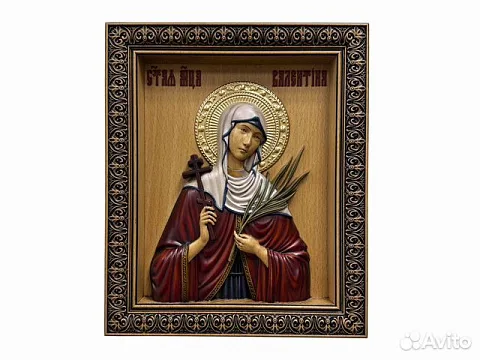 Святая Валентина резная икона из дерева — необычный подарок