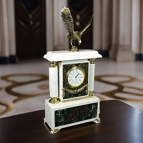 Подарочные каминные часы «Орёл» из серафинита и мрамора