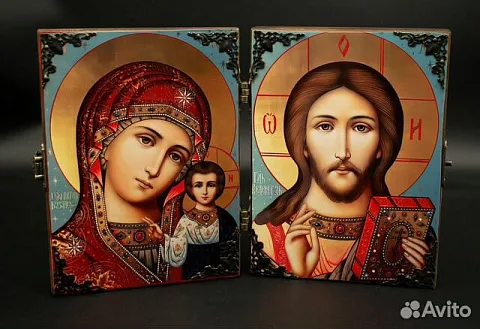 Складень деревянный. Венчальная пара Казанская Бог — красивый подарок