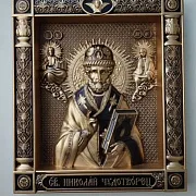 Резная Икона Николай Чудотворец — оригинальный подарок — фотография 4