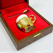 Кофейная чашка "Малахитовая". Златоуст — оригинальный подарок — фотография 2