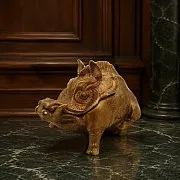 На память: Шкатулка для колец «Кабан» из бронзы — фотография 1
