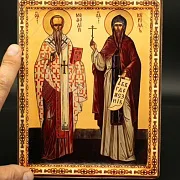 Икона святых, равноапостольных Кирилла и Мефодия — оригинальный подарок — фотография 1