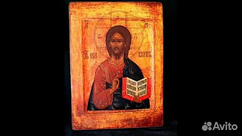 На память: Икона "Христос Пантократор" дерево, ручная работа