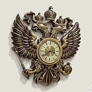 Часы с гербом РФ, резные из массива ясеня — необычный подарок — фотография 5