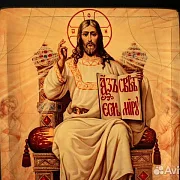 Авторская икона "Вседержитель на троне" в подарок — фотография 4