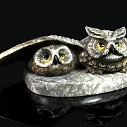 Скульптура «Сова с совенком» из кальцита — оригинальный подарок — фотография 3