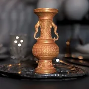 Ручная работа: Бронзовая ваза с ручками-слонами — фотография 1
