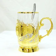 Металлический подстаканник «Малахит» — оригинальный подарок — фотография 2