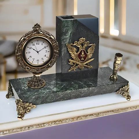 Подарочные часы «Элина» с орлом УИС и подставкой