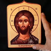 Икона "Господь Вседержитель" дерево, ручная работа — красивый подарок — фотография 2