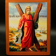 Икона деревянная "Святой Апостол Андрей" — красивый подарок — фотография 4
