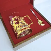 Латунный подстаканник «Рыцари» — необычный подарок — фотография 4
