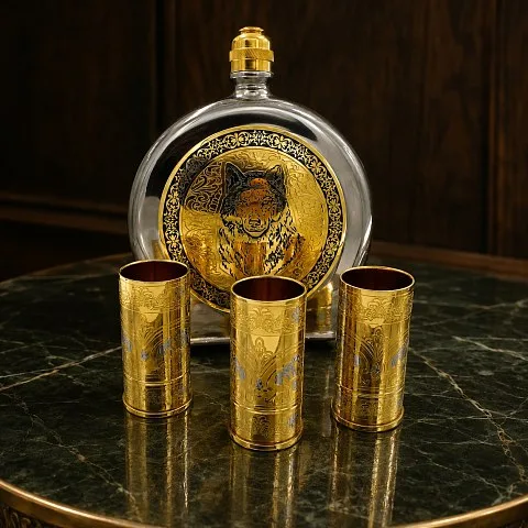 На память: Набор фляжка "Волк"№2 Златоуст