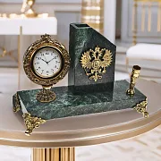 Часы «Элина» с гербом РФ и подставкой — оригинальный подарок — фотография 1