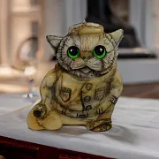 Подарочная скульптура «Кот с мешком» из камня — фотография 1